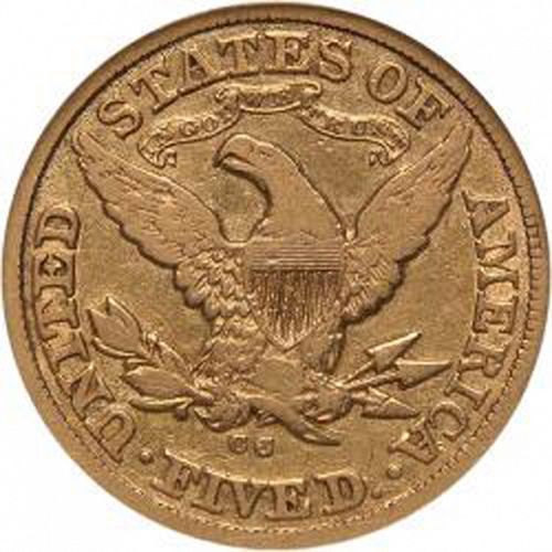 5 dollar Reverse Image minted in UNITED STATES in 1880CC (Coronet Head - With motto)  - The Coin Database