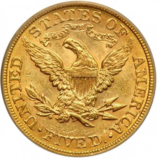5 dollar Reverse Image minted in UNITED STATES in 1881 (Coronet Head - With motto)  - The Coin Database