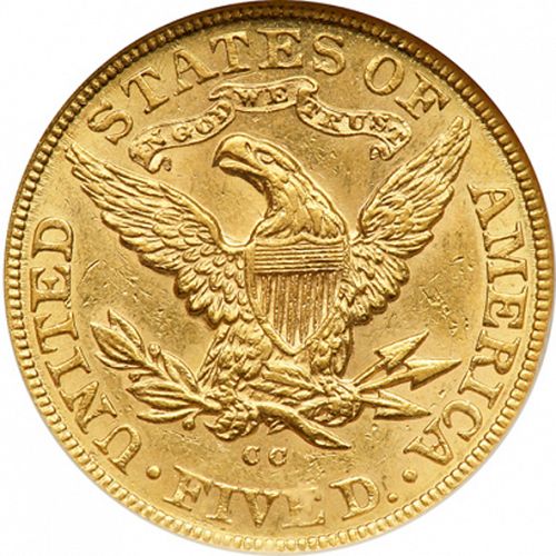 5 dollar Reverse Image minted in UNITED STATES in 1883CC (Coronet Head - With motto)  - The Coin Database