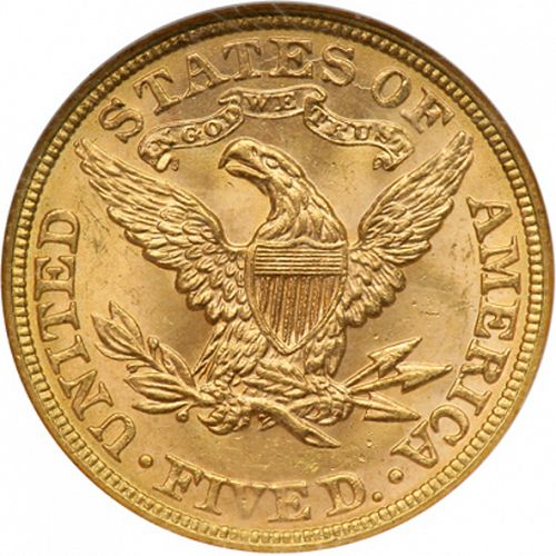 5 dollar Reverse Image minted in UNITED STATES in 1885 (Coronet Head - With motto)  - The Coin Database