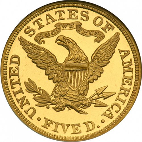 5 dollar Reverse Image minted in UNITED STATES in 1895 (Coronet Head - With motto)  - The Coin Database