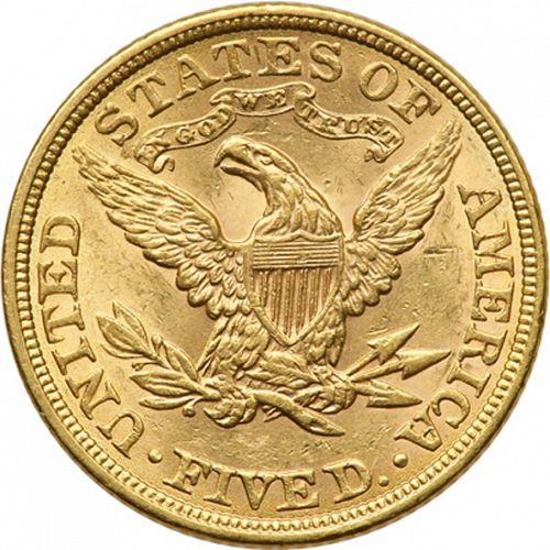 5 dollar Reverse Image minted in UNITED STATES in 1898 (Coronet Head - With motto)  - The Coin Database