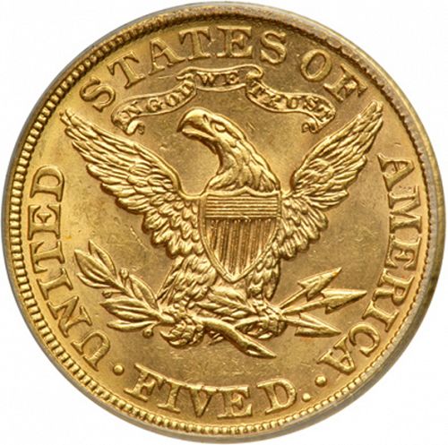 5 dollar Reverse Image minted in UNITED STATES in 1908 (Coronet Head - With motto)  - The Coin Database