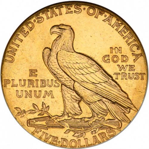 5 dollar Reverse Image minted in UNITED STATES in 1909D (Indian Head)  - The Coin Database