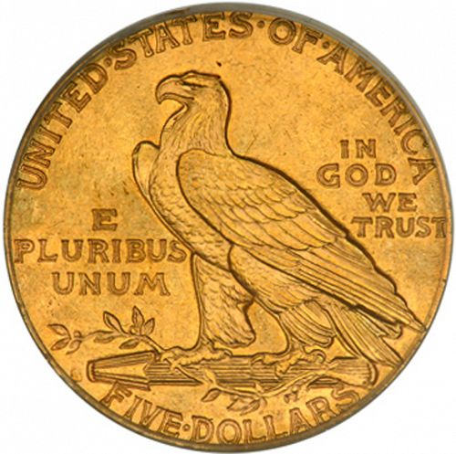 5 dollar Reverse Image minted in UNITED STATES in 1913S (Indian Head)  - The Coin Database