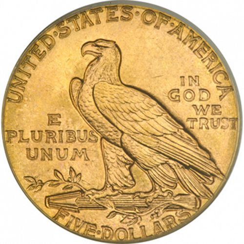 5 dollar Reverse Image minted in UNITED STATES in 1915 (Indian Head)  - The Coin Database