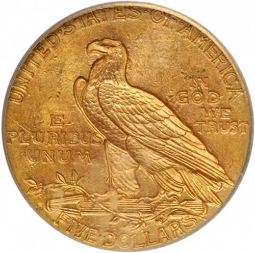 5 dollar Reverse Image minted in UNITED STATES in 1915S (Indian Head)  - The Coin Database