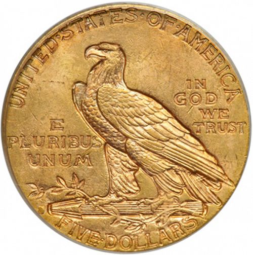 5 dollar Reverse Image minted in UNITED STATES in 1916S (Indian Head)  - The Coin Database