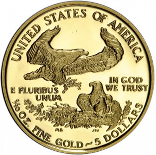 Bullion Reverse Image minted in UNITED STATES in 1990 (American Eagle -  Gold 5 $)  - The Coin Database