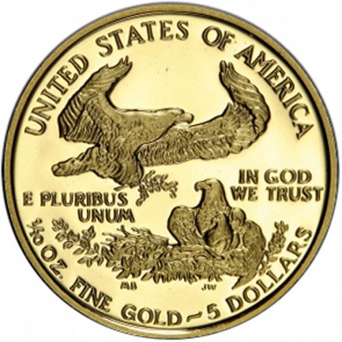Bullion Reverse Image minted in UNITED STATES in 1990P (American Eagle -  Gold 5 $)  - The Coin Database