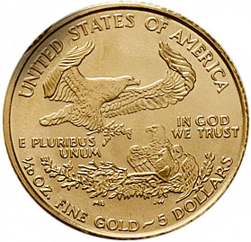 Bullion Reverse Image minted in UNITED STATES in 1999 (American Eagle -  Gold 5 $)  - The Coin Database