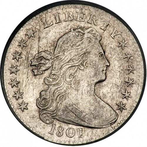 5 cent Obverse Image minted in UNITED STATES in 1801 (Draped Bust - Heraldic-eagle reverse)  - The Coin Database