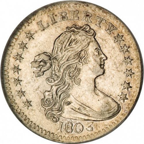 5 cent Obverse Image minted in UNITED STATES in 1803 (Draped Bust - Heraldic-eagle reverse)  - The Coin Database
