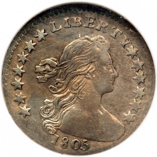5 cent Obverse Image minted in UNITED STATES in 1805 (Draped Bust - Heraldic-eagle reverse)  - The Coin Database
