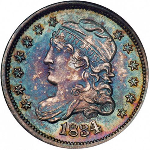 5 cent Obverse Image minted in UNITED STATES in 1834 (Libery Cap)  - The Coin Database