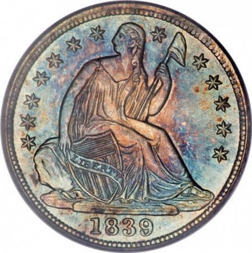 5 cent Obverse Image minted in UNITED STATES in 1839 (Seated Liberty - Stars around rim)  - The Coin Database