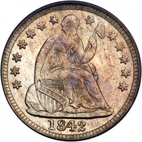 5 cent Obverse Image minted in UNITED STATES in 1842O (Seated Liberty - Drapery added to Liberty)  - The Coin Database