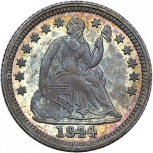 5 cent Obverse Image minted in UNITED STATES in 1844O (Seated Liberty - Drapery added to Liberty)  - The Coin Database