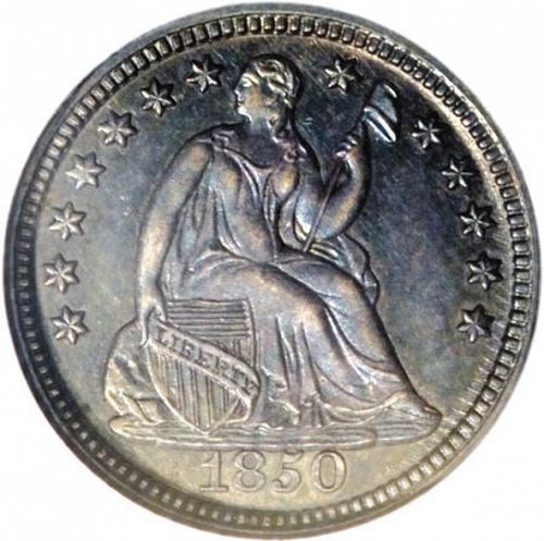 5 cent Obverse Image minted in UNITED STATES in 1850 (Seated Liberty - Drapery added to Liberty)  - The Coin Database