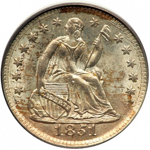 5 cent Obverse Image minted in UNITED STATES in 1851O (Seated Liberty - Drapery added to Liberty)  - The Coin Database