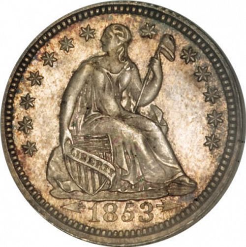 5 cent Obverse Image minted in UNITED STATES in 1853 (Seated Liberty - Arrows at date)  - The Coin Database