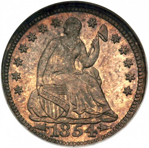 5 cent Obverse Image minted in UNITED STATES in 1854 (Seated Liberty - Arrows at date)  - The Coin Database