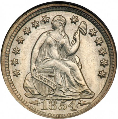 5 cent Obverse Image minted in UNITED STATES in 1854O (Seated Liberty - Arrows at date)  - The Coin Database