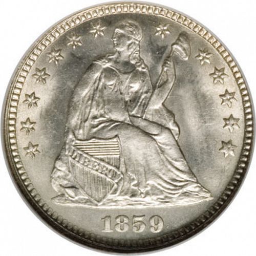 5 cent Obverse Image minted in UNITED STATES in 1859 (Seated Liberty - Arrows at date removed)  - The Coin Database