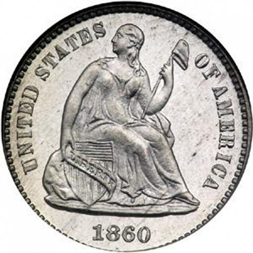 5 cent Obverse Image minted in UNITED STATES in 1860 (Seated Liberty - Obverse legend)  - The Coin Database