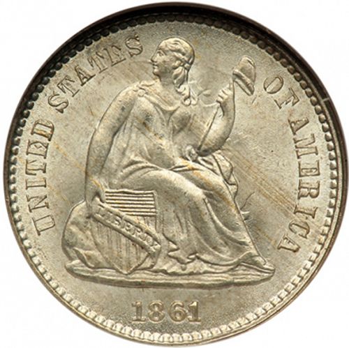 5 cent Obverse Image minted in UNITED STATES in 1861 (Seated Liberty - Obverse legend)  - The Coin Database