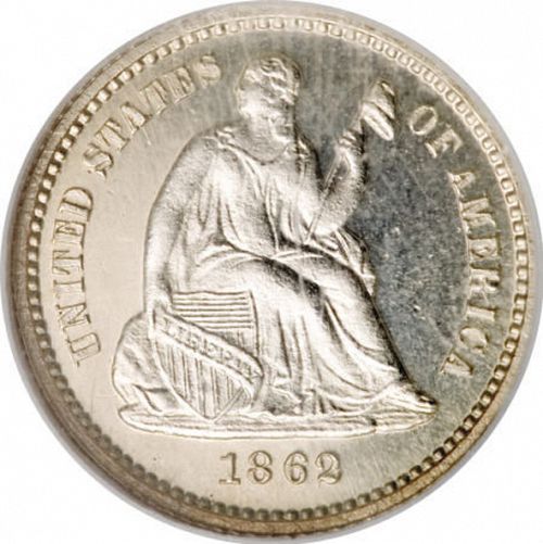 5 cent Obverse Image minted in UNITED STATES in 1862 (Seated Liberty - Obverse legend)  - The Coin Database