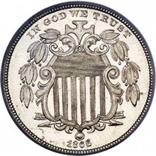 5 cent Obverse Image minted in UNITED STATES in 1866 (Shield - Rays on obverse)  - The Coin Database