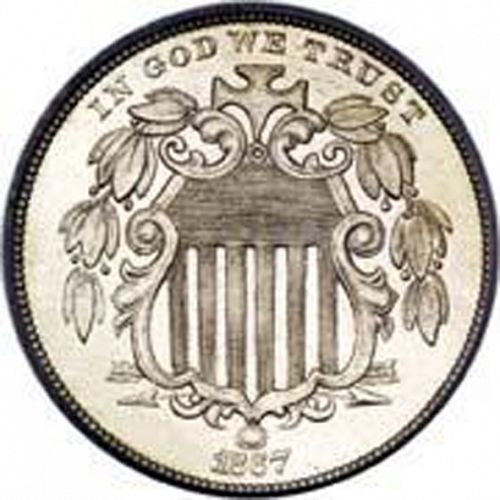 5 cent Obverse Image minted in UNITED STATES in 1867 (Shield)  - The Coin Database
