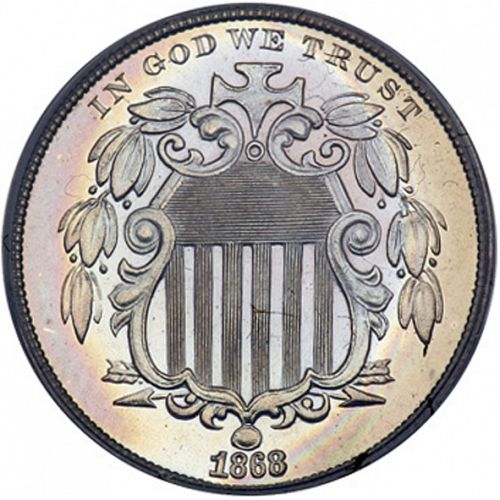 5 cent Obverse Image minted in UNITED STATES in 1868 (Shield)  - The Coin Database