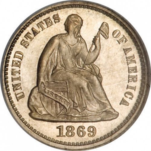 5 cent Obverse Image minted in UNITED STATES in 1869 (Seated Liberty - Obverse legend)  - The Coin Database