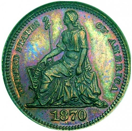 5 cent Obverse Image minted in UNITED STATES in 1870 (Seated Liberty - Obverse legend)  - The Coin Database