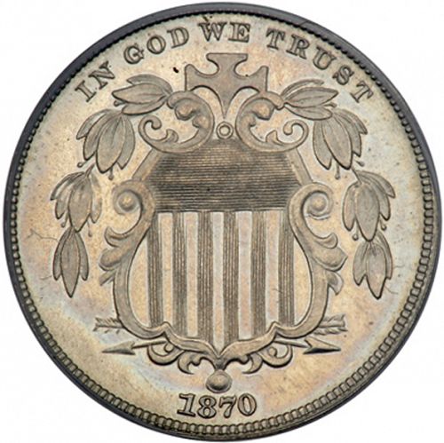5 cent Obverse Image minted in UNITED STATES in 1870 (Shield)  - The Coin Database