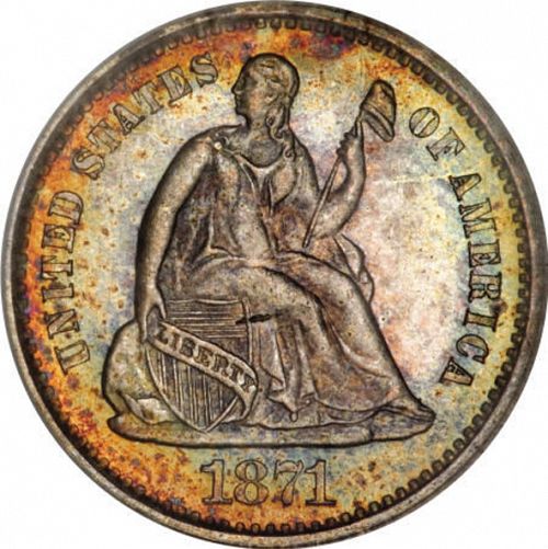 5 cent Obverse Image minted in UNITED STATES in 1871S (Seated Liberty - Obverse legend)  - The Coin Database