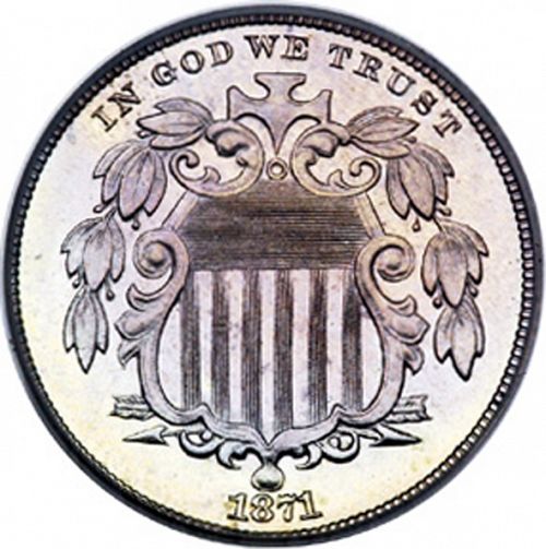 5 cent Obverse Image minted in UNITED STATES in 1871 (Shield)  - The Coin Database