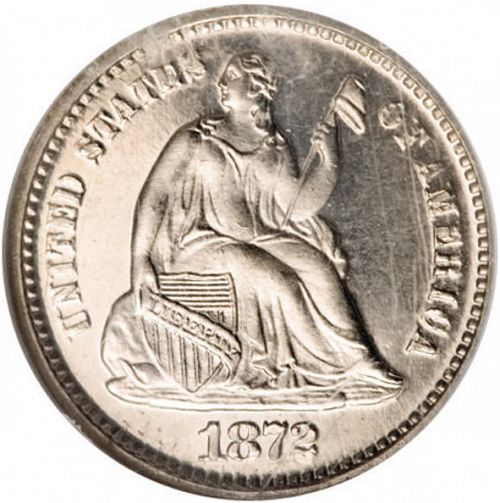 5 cent Obverse Image minted in UNITED STATES in 1872 (Seated Liberty - Obverse legend)  - The Coin Database