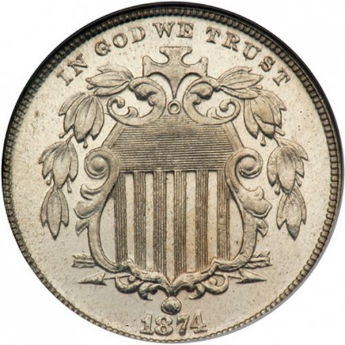5 cent Obverse Image minted in UNITED STATES in 1874 (Shield)  - The Coin Database