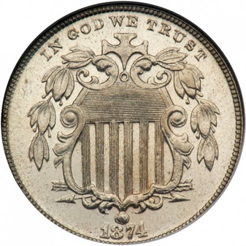 5 cent Obverse Image minted in UNITED STATES in 1874 (Shield)  - The Coin Database