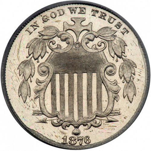 5 cent Obverse Image minted in UNITED STATES in 1876 (Shield)  - The Coin Database