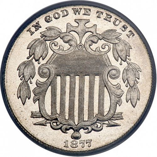 5 cent Obverse Image minted in UNITED STATES in 1877 (Shield)  - The Coin Database