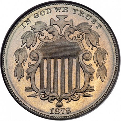 5 cent Obverse Image minted in UNITED STATES in 1878 (Shield)  - The Coin Database