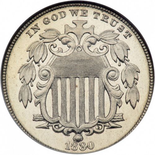 5 cent Obverse Image minted in UNITED STATES in 1880 (Shield)  - The Coin Database