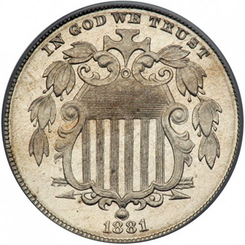 5 cent Obverse Image minted in UNITED STATES in 1881 (Shield)  - The Coin Database