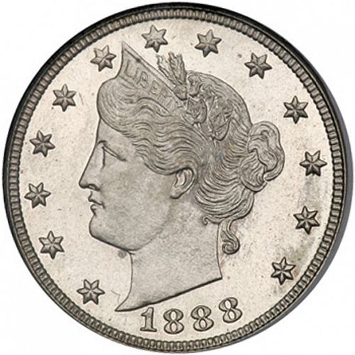 5 cent Obverse Image minted in UNITED STATES in 1888 (Liberty)  - The Coin Database
