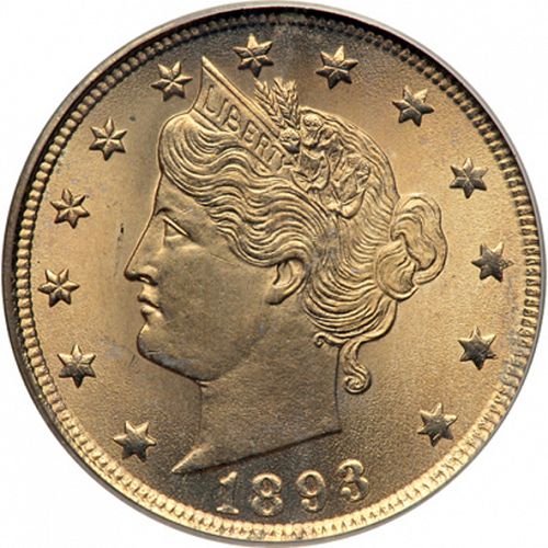 5 cent Obverse Image minted in UNITED STATES in 1893 (Liberty)  - The Coin Database