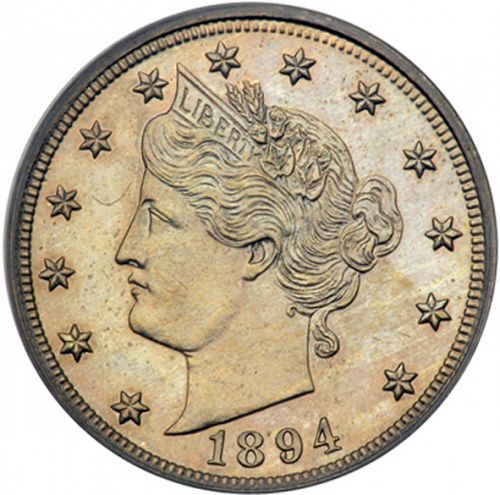 5 cent Obverse Image minted in UNITED STATES in 1894 (Liberty)  - The Coin Database